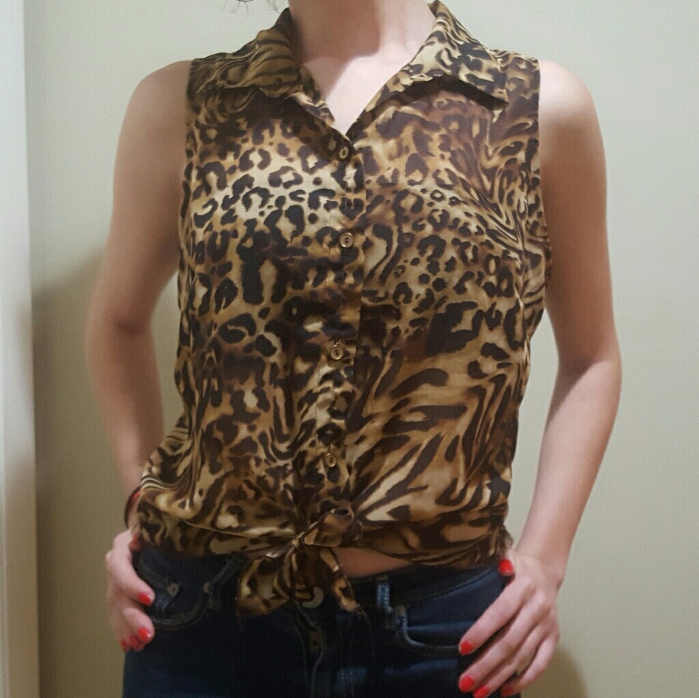 Leopard print sheer shirt